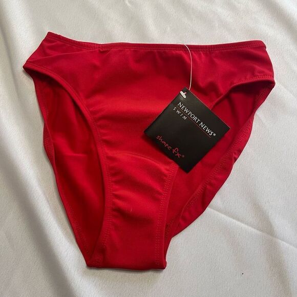 NWT Newport News Shape FX Red Bathing Suit Bottoms Size 8 High Cut 90s 2000s Y2K - Picture 1 of 6